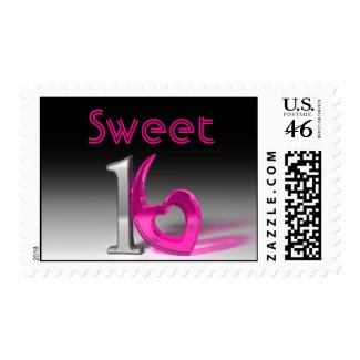 Chrome & Candy Pink Sweet 16 Postage