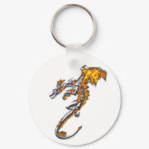 Chrome Dragon with Flames keychains