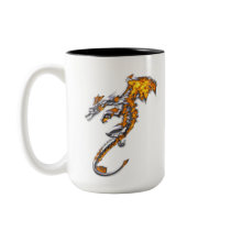 Chrome Dragon with Flames mugs