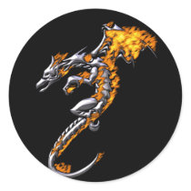 Chrome Dragon with Flames stickers