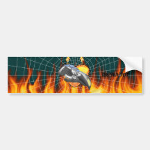 Chrome eagle skull design 1 with fire and web bumper sticker