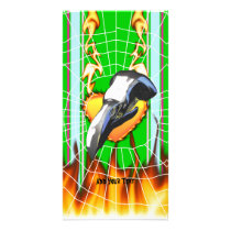Chrome eagle skull design 2 with fire and web photo card template