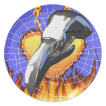 Chrome eagle skull design 2 with fire and web plate