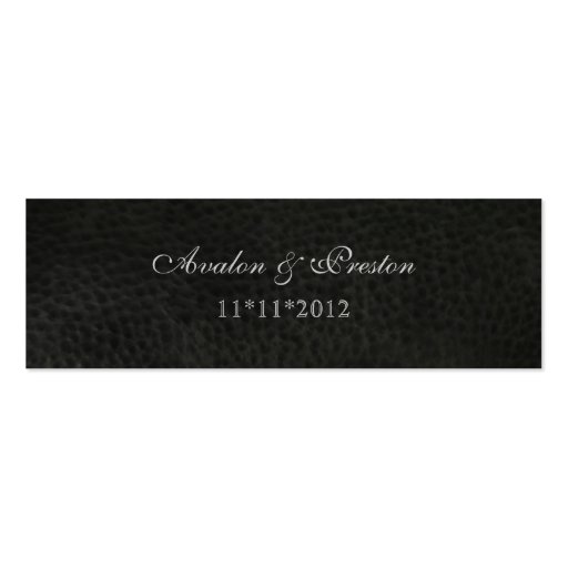Chrome & Faux Leather Winged Heart Favor Tags Business Card (back side)