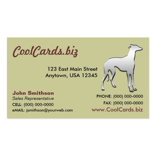 Chrome Greyhound Silhouette Business Card (front side)