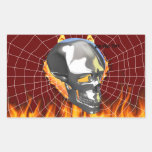 Chrome human skull design 1 with fire and web sticker