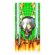 Chrome human skull design 2 with fire and web photo card template