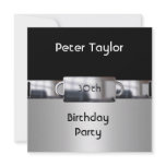Chrome Metal Silver Mens 30th Birthday Man Personalized Invites
