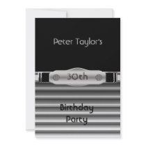 Chrome Metal Silver Mens 30th Birthday Man Announcement
