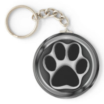 CHROME PAW PRINT KEY CHAIN