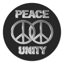 Chrome Peace and Unity stickers