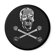 Chrome Pirate Skull and Crossbones magnets by packratgraphics Chrome Pirate Skull and Crossbones magnets