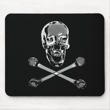 Chrome Pirate Skull And Crossbones Mouse Pad