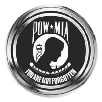 CHROME POW MIA ROUND STICKERS