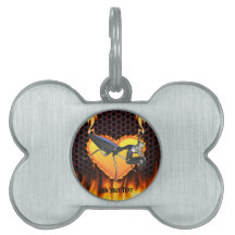 Chrome praying mantis design 1 with fire pet tag