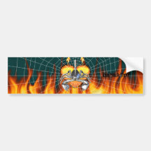 Chrome scorpion design 3 with fire and web bumper sticker