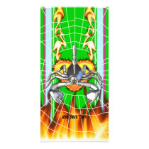 Chrome scorpion design 3 with fire and web photo greeting card