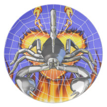 Chrome scorpion design 3 with fire and web party plate