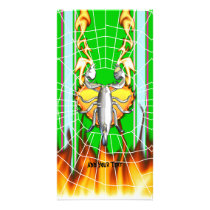 Chrome scorpion design 4 with fire and web customized photo card
