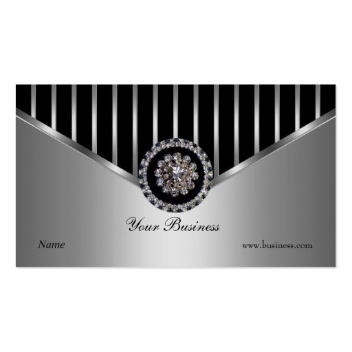 Chrome Silver Black Stripe Elegant Classy Business Card Templates