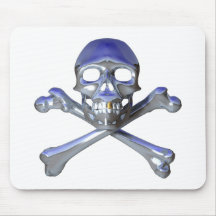 Chrome skull and crossbones mouse mat
