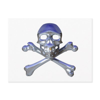 Chrome skull and crossbones postcard by Demetrius3d