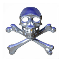 Chrome skull and crossbones posters