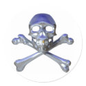Chrome skull and crossbones stickers