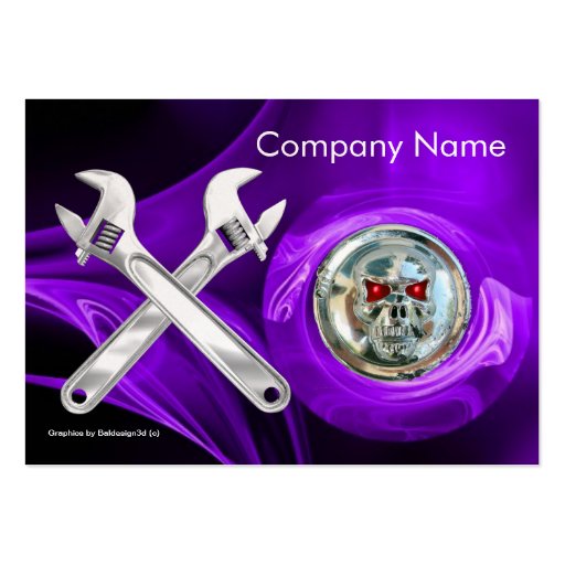 CHROME SKULL AND WRENCHES METAL MECHANICS pearl Business Cards (back side)