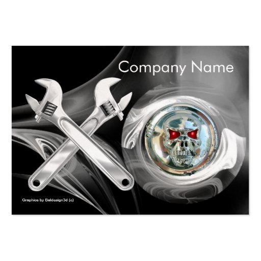 CHROME SKULL AND WRENCHES METAL MECHANICS pearl Business Card (back side)