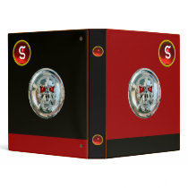 CHROME SKULL  BLACK AND RED RUBY MONOGRAM 3 RING BINDER