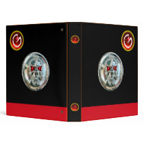 CHROME SKULL  BLACK AND RED RUBY MONOGRAM 3 RING BINDERS