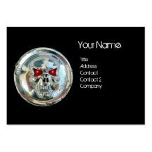 CHROME SKULL BLACK AND RED RUBY MONOGRAM BUSINESS CARD
