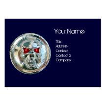 CHROME SKULL BLUE AND RED RUBY MONOGRAM BUSINESS CARD
