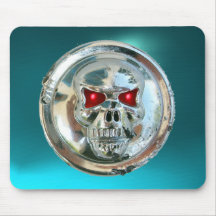 CHROME SKULL , Blue Aquamarine Mouse Pads