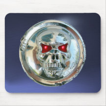CHROME SKULL , Blue topaz Mousepads