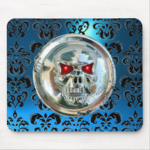 CHROME SKULL ,Damask, Blue Sapphire Mousepad