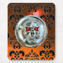 CHROME SKULL ,Damask, Orange Agate Mouse Pads