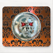 CHROME SKULL ,Damask, Orange Agate Mousepads