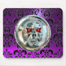 CHROME SKULL ,Damask, Purple Amethyst Mousepad