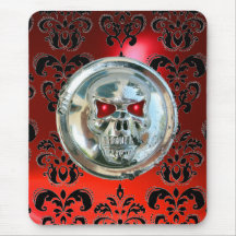 CHROME SKULL ,Damask, Red Ruby Mouse Pads