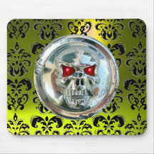 CHROME SKULL ,Damask, Yellow Topaz Mousepad