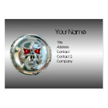CHROME SKULL ,STEEL AND RED RUBY MONOGRAM BUSINESS CARDS