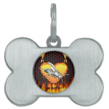 Chrome wasp (yellow jacket) design 1 with fire pet name tags