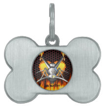 Chrome wasp (yellow jacket) design 3 with fire pet tag