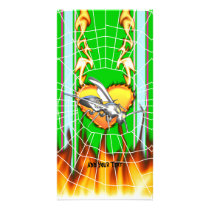 Chrome yellow jacket design 1 with fire and web. custom photo card