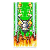 Chrome yellow jacket design 3 with fire and web. photo card template