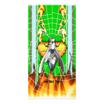 Chrome yellow jacket design 4 with fire and web. personalized photo card