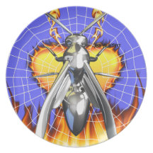 Chrome yellow jacket design 4 with fire and web. plate