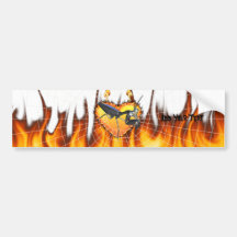 Chromed praying mantis design 1 with fire and web bumper stickers